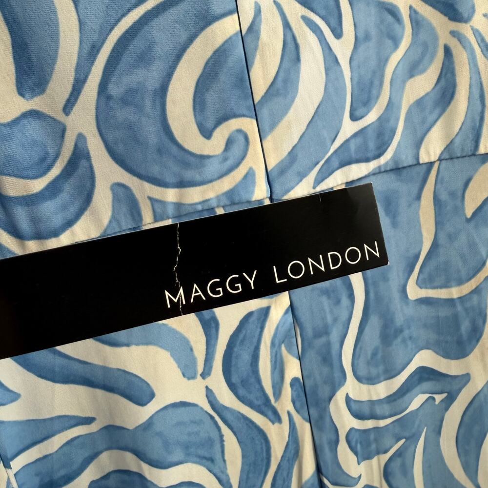 Maggy London Dress SZ 4 Maxi Blue Floral Sleeveless NWT Empire Waist Keyhole - Picture 8 of 16